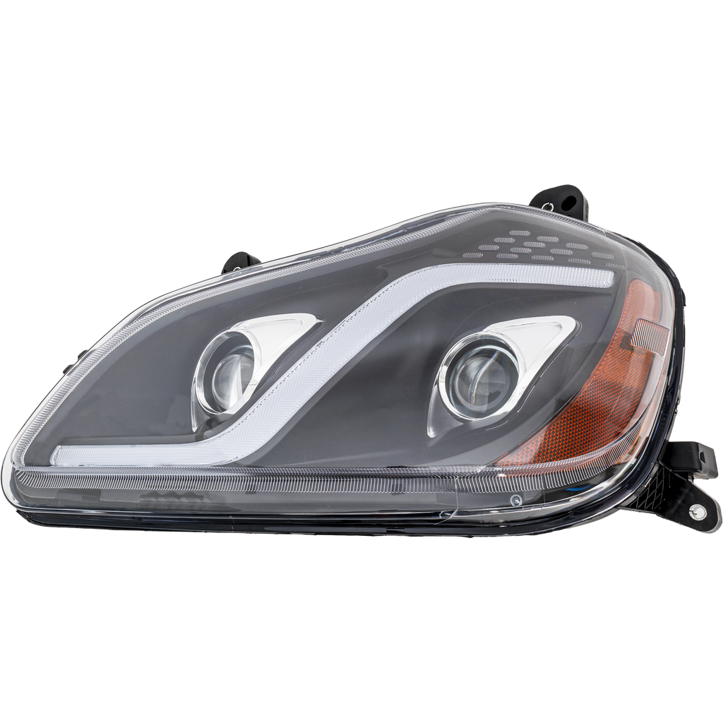 T680 HD TRUCK 13-22 HEAD LAMP LH, Assembly, LED, Performance, w/ Long Black LED Strip, 12V