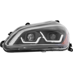 T680 HD TRUCK 13-22 HEAD LAMP LH, Assembly, LED, Performance, Yellow Flow, White LED, Black Strip, 12V