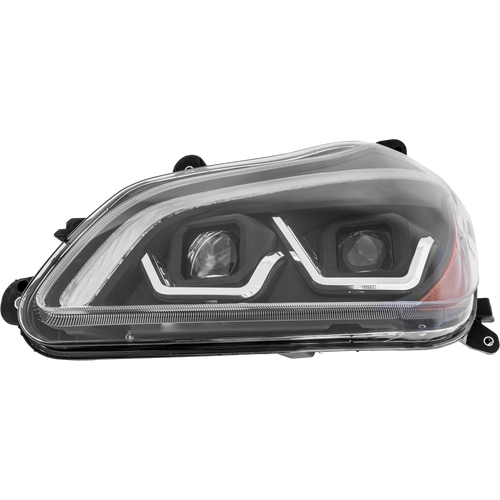 T680 HD TRUCK 13-22 HEAD LAMP LH, Assembly, LED, Performance, Yellow Flow, White LED, Black Strip, 12V