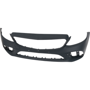 C300 19-23 FRONT BUMPER COVER, Primed, w/ AMG Package, w/o Camera Hole and Active Park Assist Snsr Holes, Convertible/Coupe/Sedan