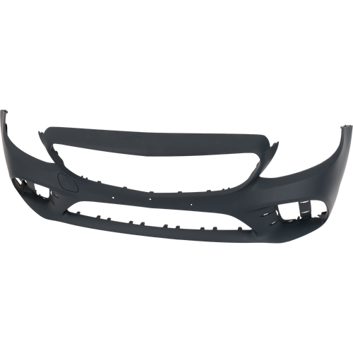 C300 19-23 FRONT BUMPER COVER, Primed, w/ AMG Package, w/o Camera Hole and Active Park Assist Snsr Holes, Convertible/Coupe/Sedan