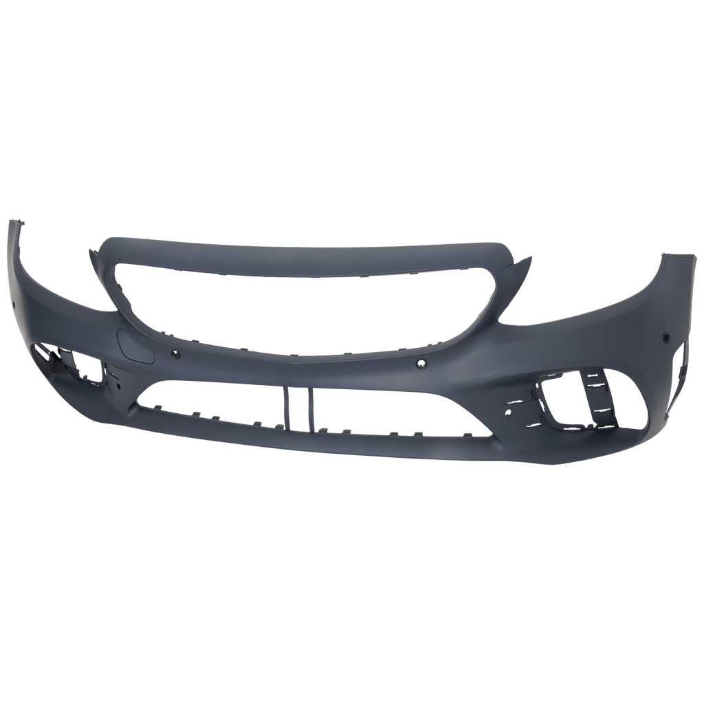 C300 19-22 FRONT BUMPER COVER, Primed, w/ AMG Package and Active Park Assist Snsr Holes, w/o Camera Hole, Convertible/Coupe/Sedan