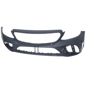 C300 19-22 FRONT BUMPER COVER, Primed, w/ AMG Package and Active Park Assist Snsr Holes, w/o Camera Hole, Convertible/Coupe/Sedan