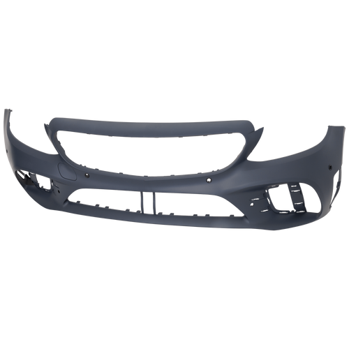 C300 19-22 FRONT BUMPER COVER, Primed, w/ AMG Package and Active Park Assist Snsr Holes, w/o Camera Hole, Convertible/Coupe/Sedan