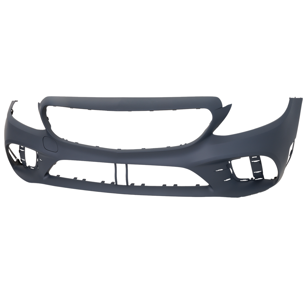 C300 19-22 FRONT BUMPER COVER, Primed, w/ AMG Package and Camera Hole, w/o Active Park Assist Snsr Holes, Convertible/Coupe/Sedan