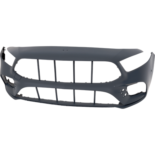 A-SERIES 19-22 FRONT BUMPER COVER, Primed, w/ AMG Styling Package, Active Park Assist Sensor Holes, w/o Camera Holes, (Excludes A35 AMG Model)