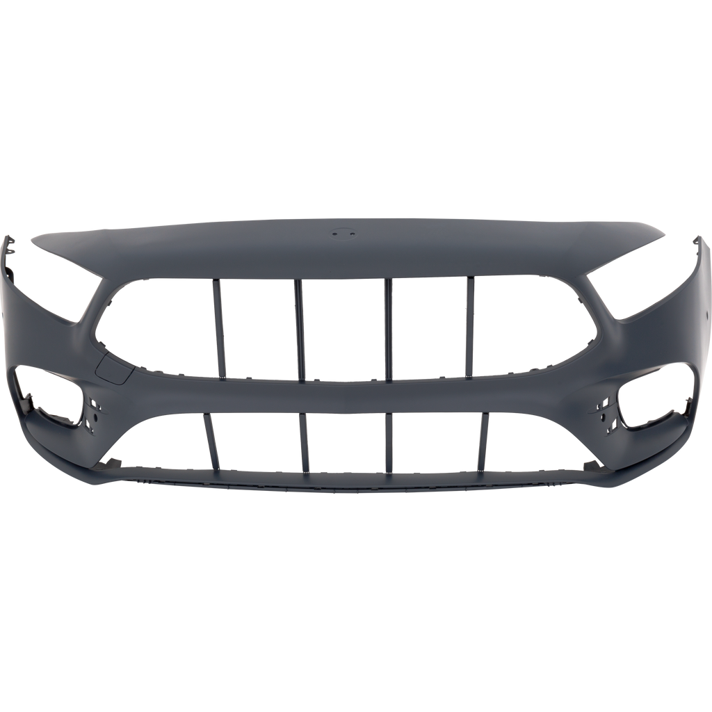 Front Bumper Cover Primed For 2019-2022 Mercedes Benz A-Series With AMG Styling | Active Park Assist Sensor Holes Without Camera Holes Replacement RM01030104P