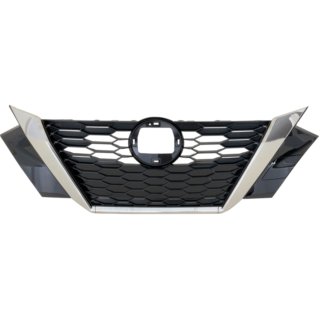 SENTRA 20-23 GRILLE, Black Shell with Chrome Insert, w/ Smoke Black Molding, w/o Camera Hole