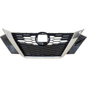 SENTRA 20-23 GRILLE, Black Shell with Chrome Insert, w/ Smoke Black Molding, w/o Camera Hole