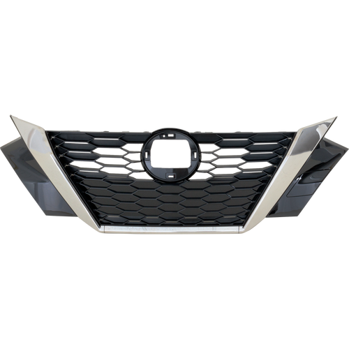 SENTRA 20-23 GRILLE, Black Shell with Chrome Insert, w/ Smoke Black Molding, w/o Camera Hole