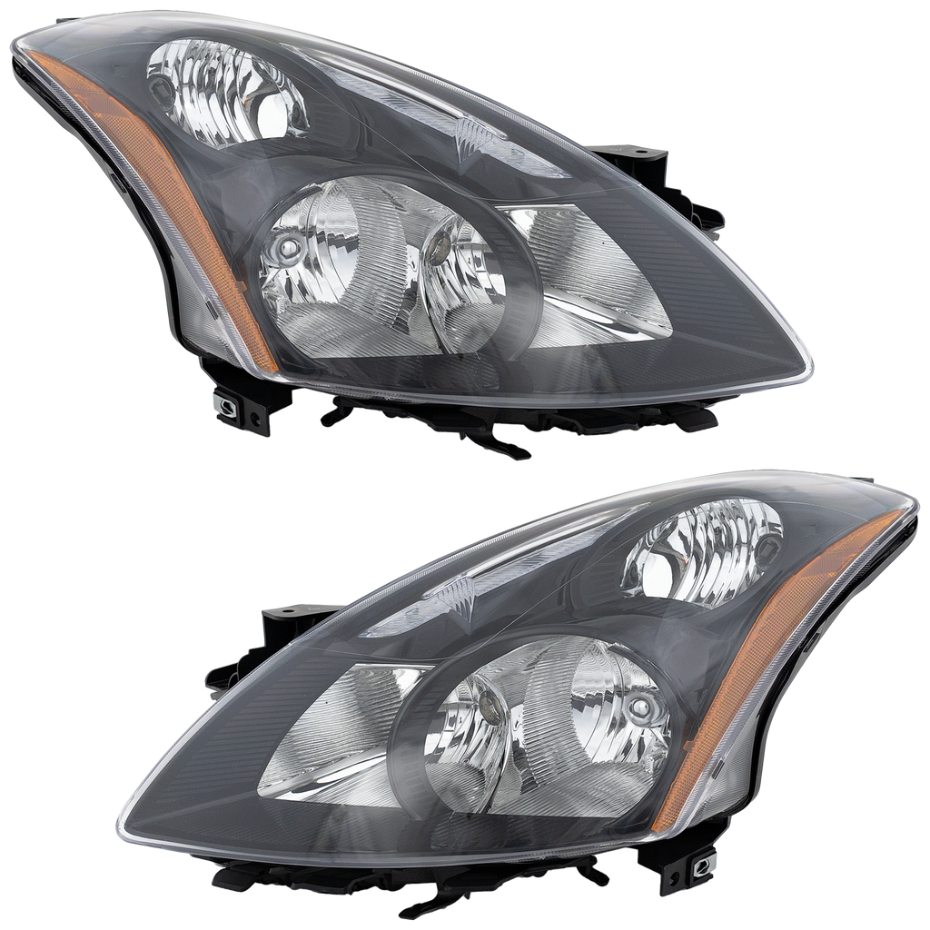 ALTIMA 10-12 HEAD LAMP RH AND LH, Lens and Housing, Halogen, Black Bezel, Sedan, 2-Piece