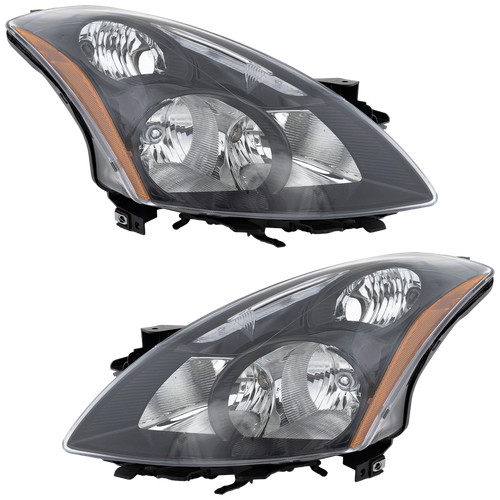 ALTIMA 10-12 HEAD LAMP RH AND LH, Lens and Housing, Halogen, Black Bezel, Sedan, 2-Piece