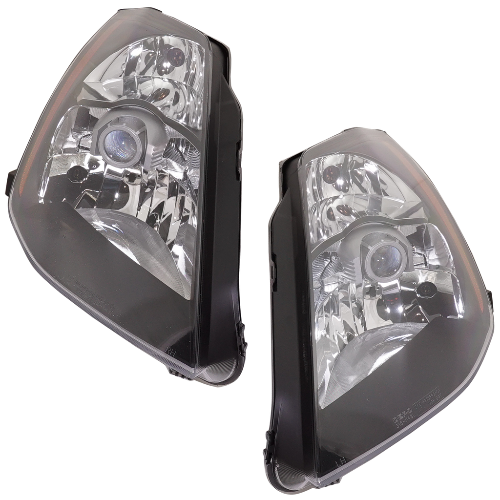 350Z 03-05 HEAD LAMP RH AND LH, Lens and Housing, Halogen, Black Bezel, 2-Piece