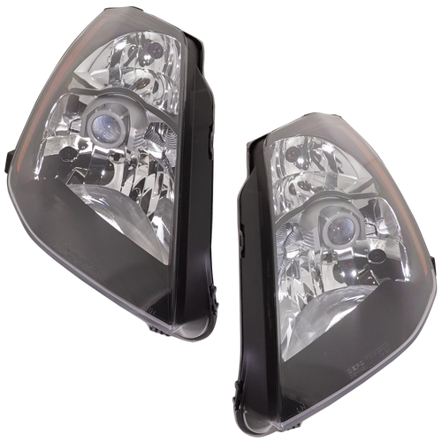 350Z 03-05 HEAD LAMP RH AND LH, Lens and Housing, Halogen, Black Bezel, 2-Piece
