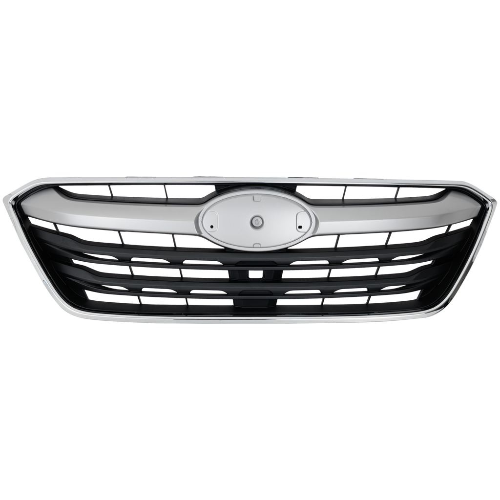 OUTBACK 20-22 GRILLE, Painted Black Shell and Insert, 2.4L Eng, w/ Chrome Frame and Silver Gray Molding