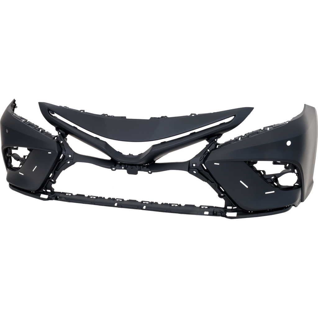 CAMRY 21-22 FRONT BUMPER COVER, Primed, (XSE, w/o TRD Package, w/ Camera Hole)/(Hybrid XSE, w/ Parking Aid Sensor Holes) Models