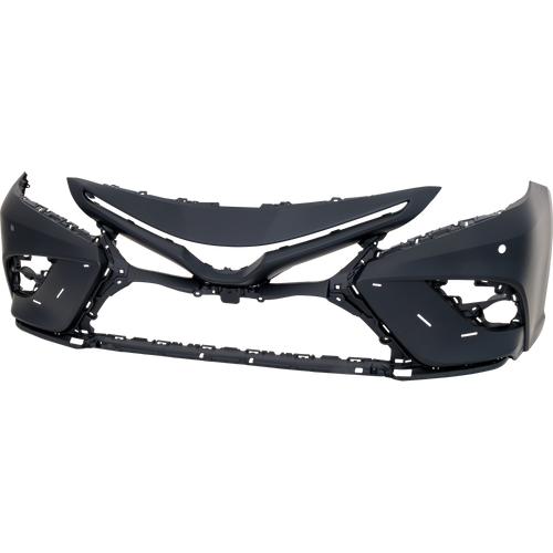 CAMRY 21-22 FRONT BUMPER COVER, Primed, (XSE, w/o TRD Package, w/ Camera Hole)/(Hybrid XSE, w/ Parking Aid Sensor Holes) Models