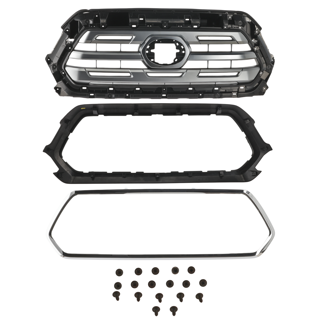 TACOMA 18-19 GRILLE, Paint to Match, w/ Chrome Black Frame, Chrome Painted Molding, w/ Front Emblem, w/o Nightshade Edition,Limited Model