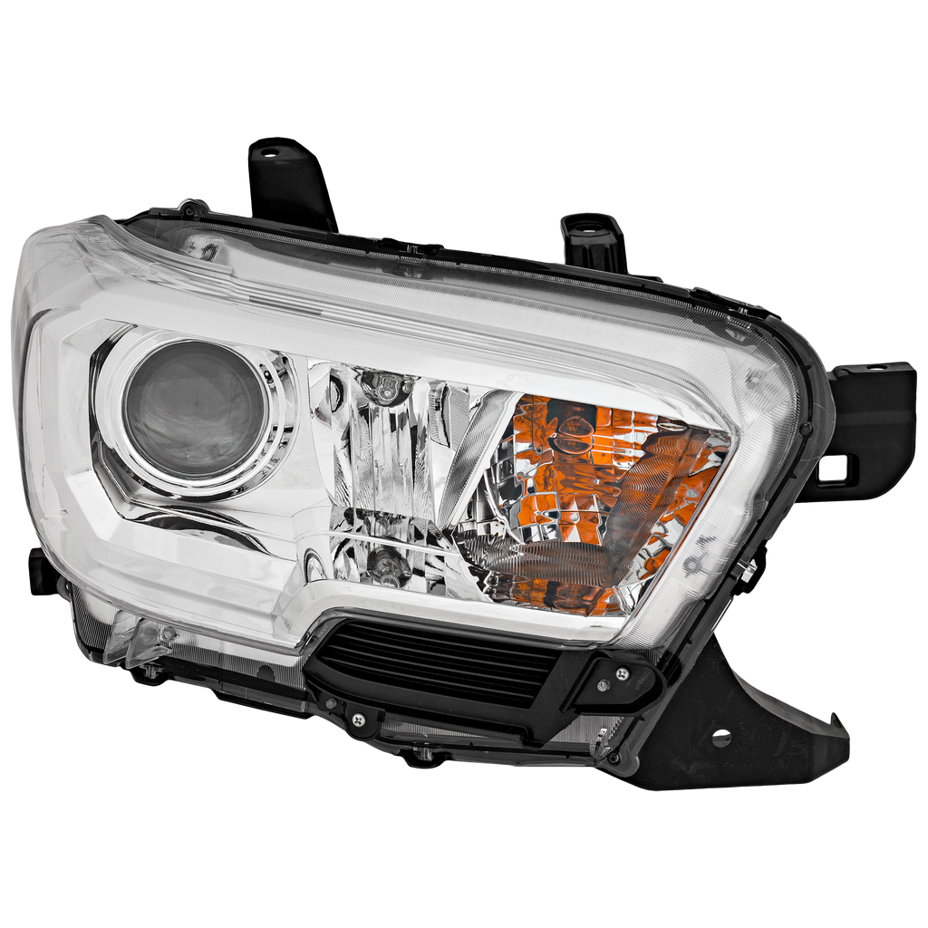 TACOMA 19-23 HEAD LAMP RH, Assembly, Halogen, Chrome Interior, w/o LED Daytime Running Light, w/o Fog Light Holes - CAPA