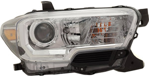TACOMA 19-23 HEAD LAMP RH, Assembly, Halogen, Chrome Interior, w/o LED Daytime Running Light, w/ Fog Light Holes - CAPA