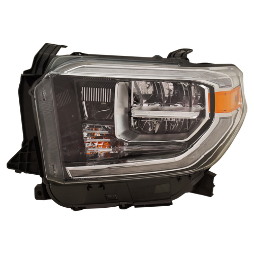 TUNDRA 18-21 HEAD LAMP LH, Assembly, LED, Chrome Interior, w/o Smoked Chrome Accent - CAPA