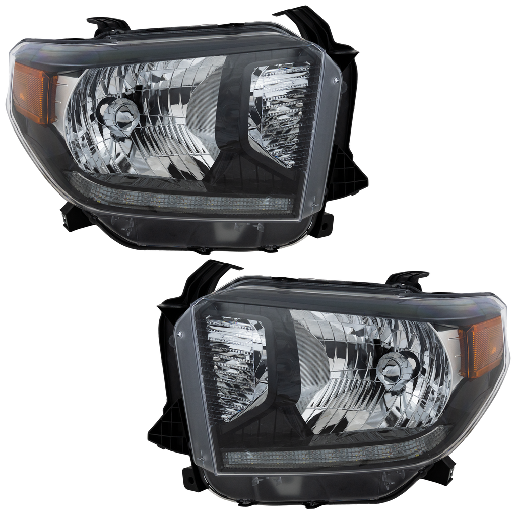 TUNDRA 14-19 HEAD LAMP RH AND LH, Lens and Housing, LED, w/ Daytime Running Light, Black Bezel, 2-Piece