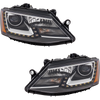 JETTA 11-14 HEAD LAMP RH AND LH, Assembly, Halogen, Projector Type, w/ LED Daytime Running Light, Sedan