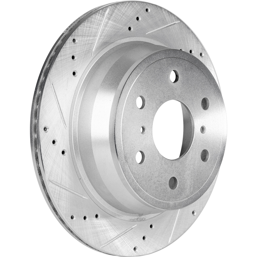 SILVERADO 1500 07-19 / ESCALADE/TAHOE/YUKON 07-20 REAR BRAKE DISC RH=LH, Cross-drilled and Slotted