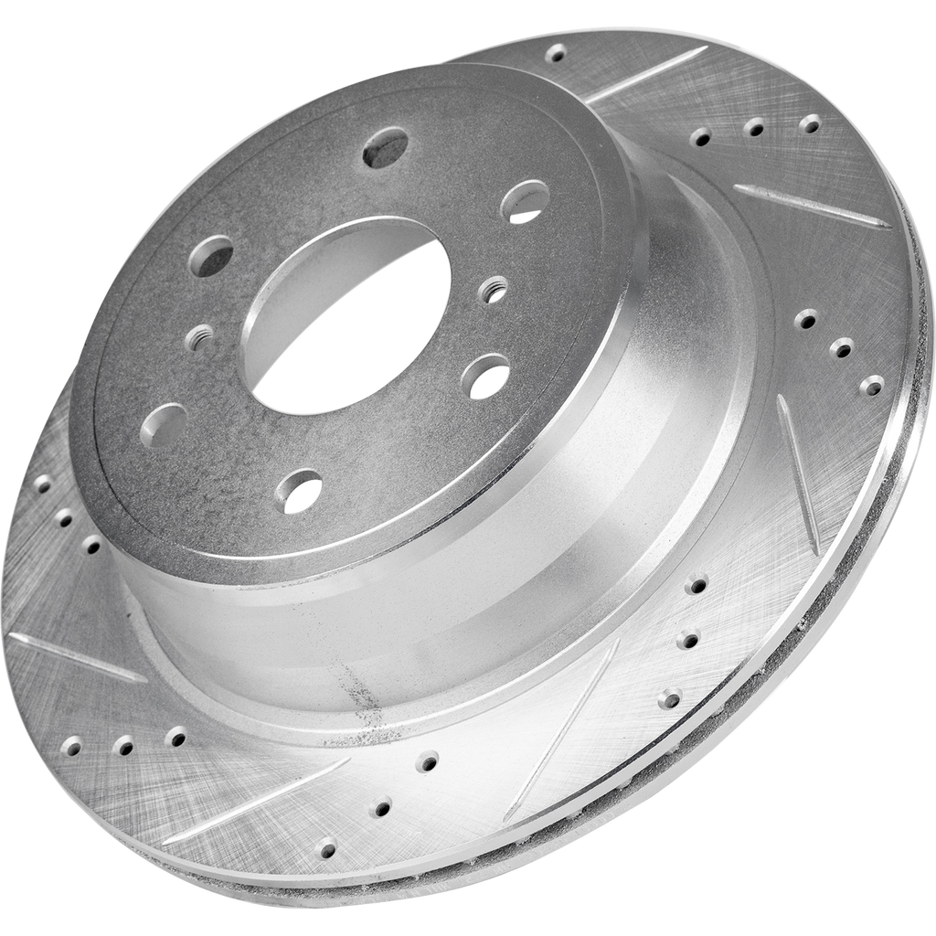 SILVERADO 1500 07-19 / ESCALADE/TAHOE/YUKON 07-20 REAR BRAKE DISC RH=LH, Cross-drilled and Slotted