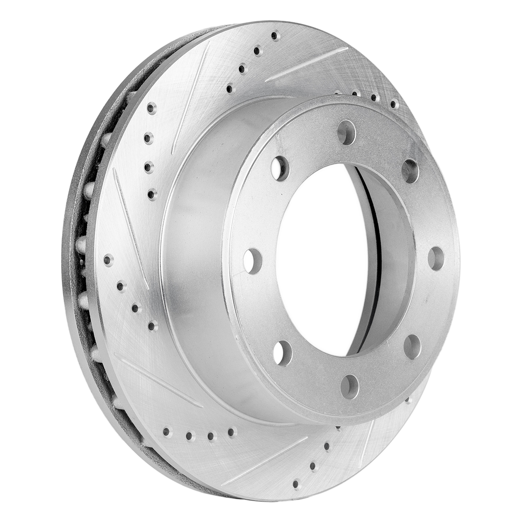 F-250/F-350 SUPER DUTY 99-04 / EXCURSION 00-05 FRONT BRAKE DISC RH=LH, 4WD, Cross-drilled and Slotted