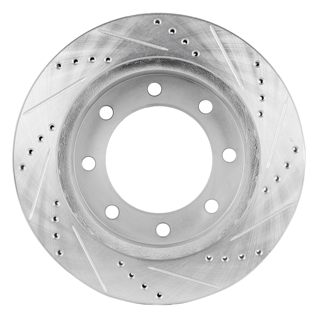 F-250/F-350 SUPER DUTY 99-04 / EXCURSION 00-05 FRONT BRAKE DISC RH=LH, 4WD, Cross-drilled and Slotted