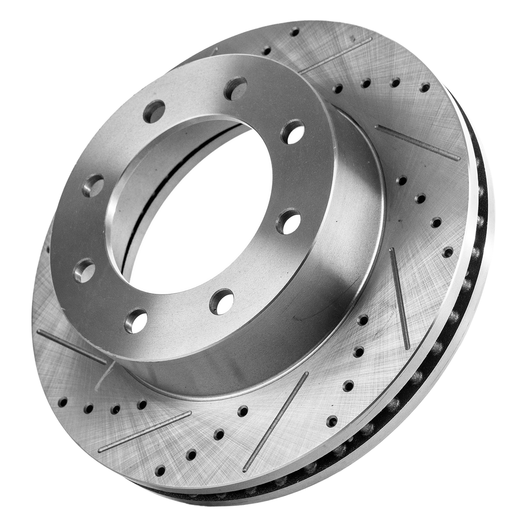 F-250/F-350 SUPER DUTY 05-12 FRONT BRAKE DISC RH=LH, 4WD, Cross-drilled and Slotted