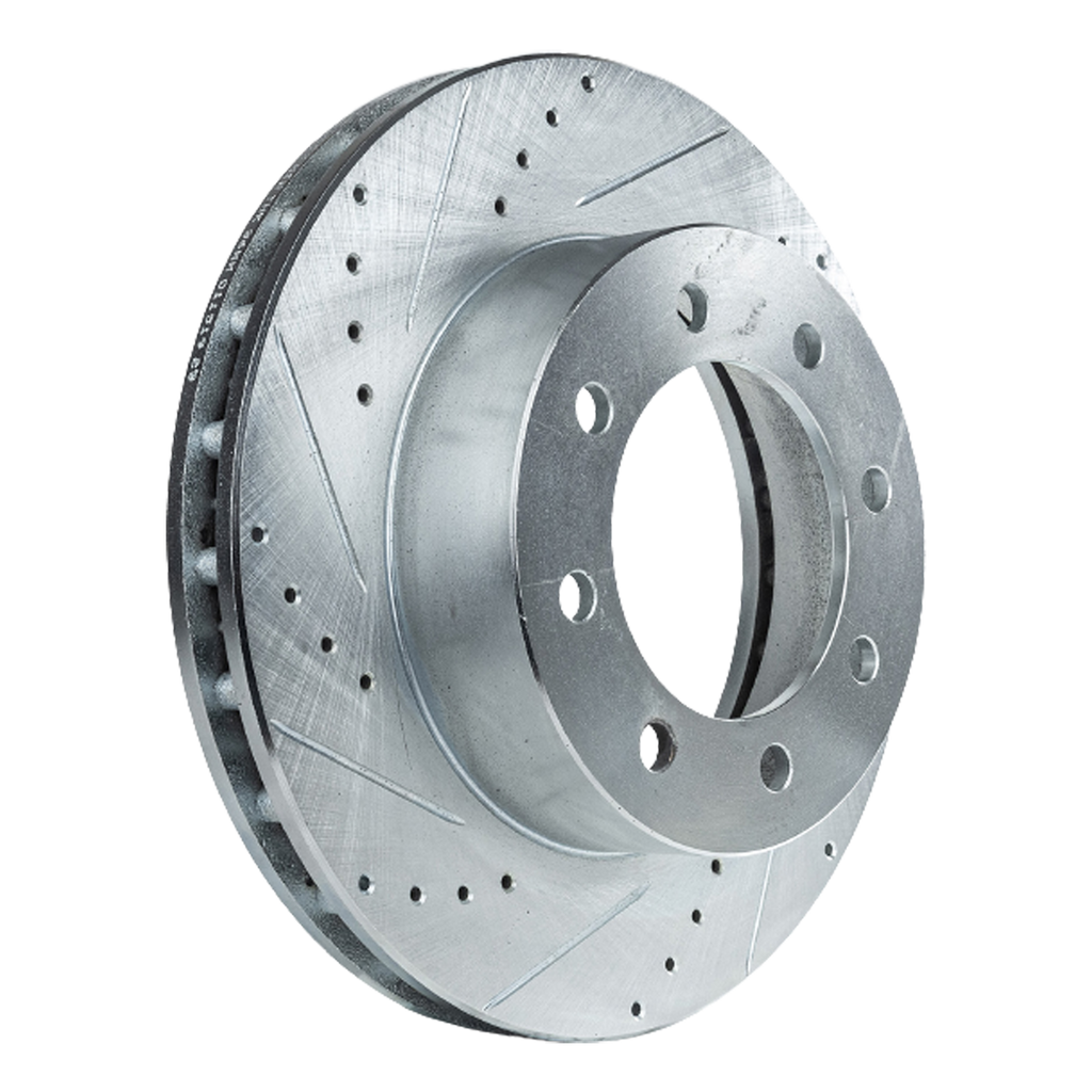 F-450/F-550 SUPER DUTY 99-04 / E-550 ECONOLINE SUPER DUTY 02-02 FRONT BRAKE DISC RH=LH, Cross-drilled and Slotted