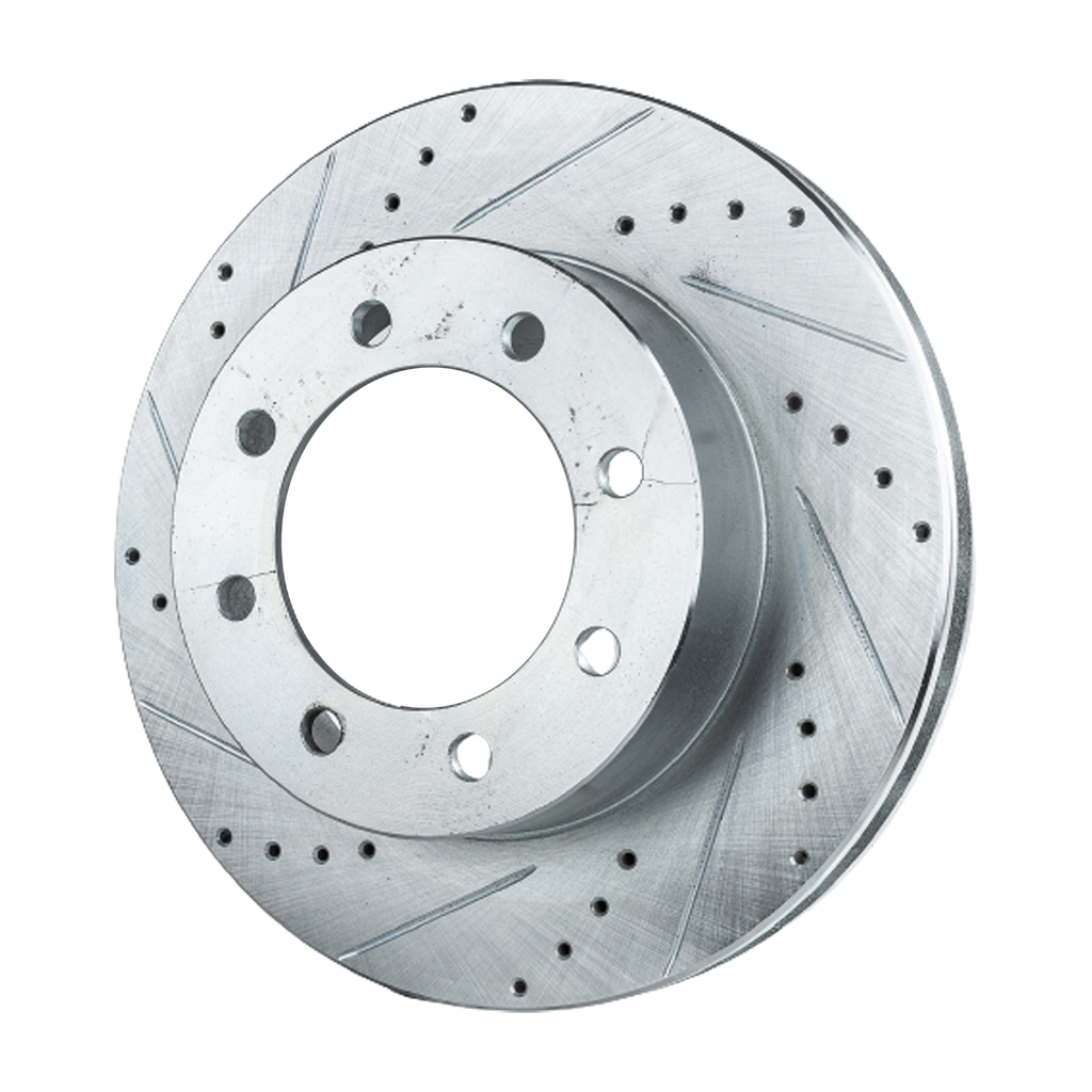 F-450/F-550 SUPER DUTY 99-04 / E-550 ECONOLINE SUPER DUTY 02-02 FRONT BRAKE DISC RH=LH, Cross-drilled and Slotted