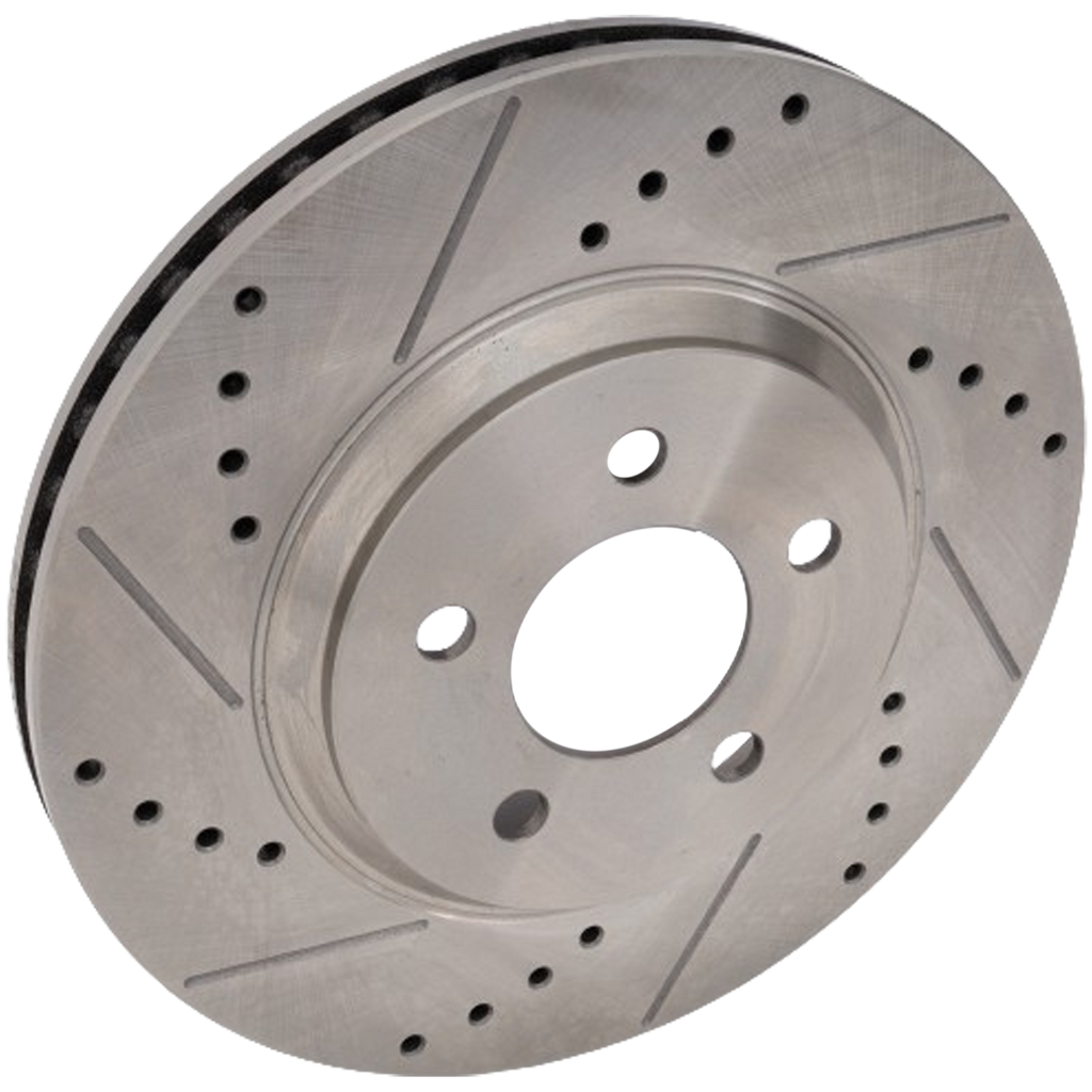 MUSTANG 05-14 FRONT BRAKE DISC RH=LH, Cross-drilled and Slotted