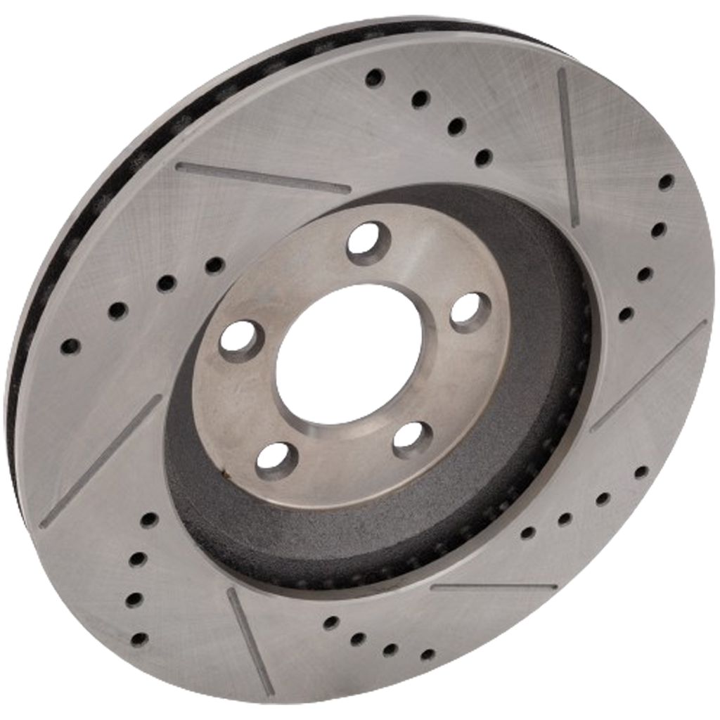 MUSTANG 05-14 FRONT BRAKE DISC RH=LH, Cross-drilled and Slotted