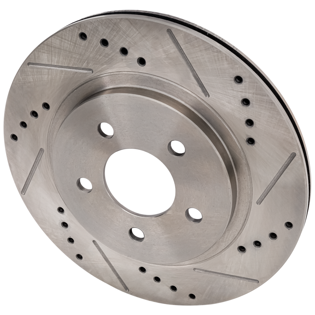 MUSTANG 05-14 REAR BRAKE DISC RH=LH, Cross-drilled and Slotted