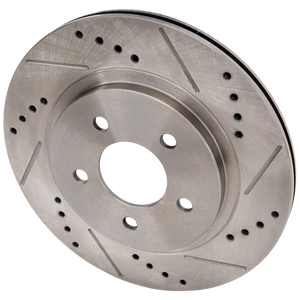 MUSTANG 05-14 REAR BRAKE DISC RH=LH, Cross-drilled and Slotted