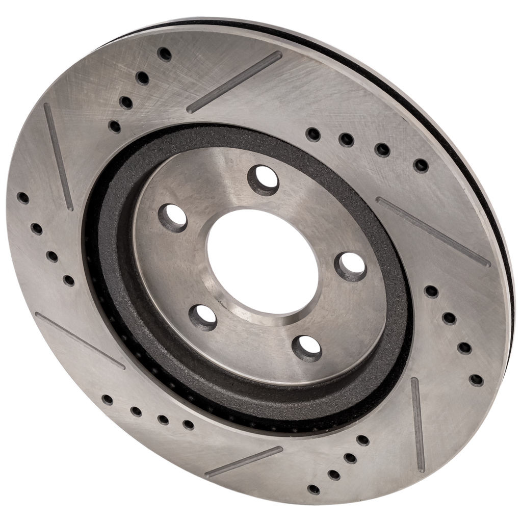 MUSTANG 05-14 REAR BRAKE DISC RH=LH, Cross-drilled and Slotted