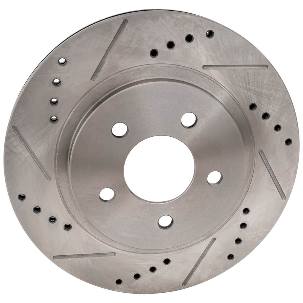 MUSTANG 05-14 REAR BRAKE DISC RH=LH, Cross-drilled and Slotted