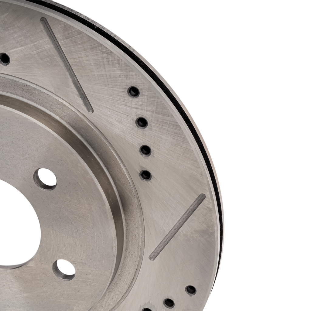 MUSTANG 05-14 REAR BRAKE DISC RH=LH, Cross-drilled and Slotted