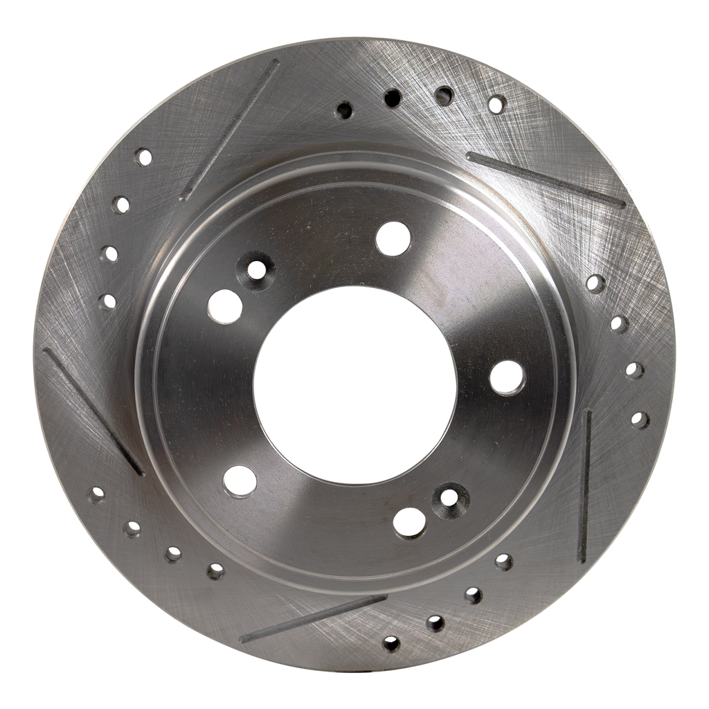 ELANTRA 11-20/SOUL 14-22 REAR BRAKE DISC RH=LH, Cross-drilled and Slotted