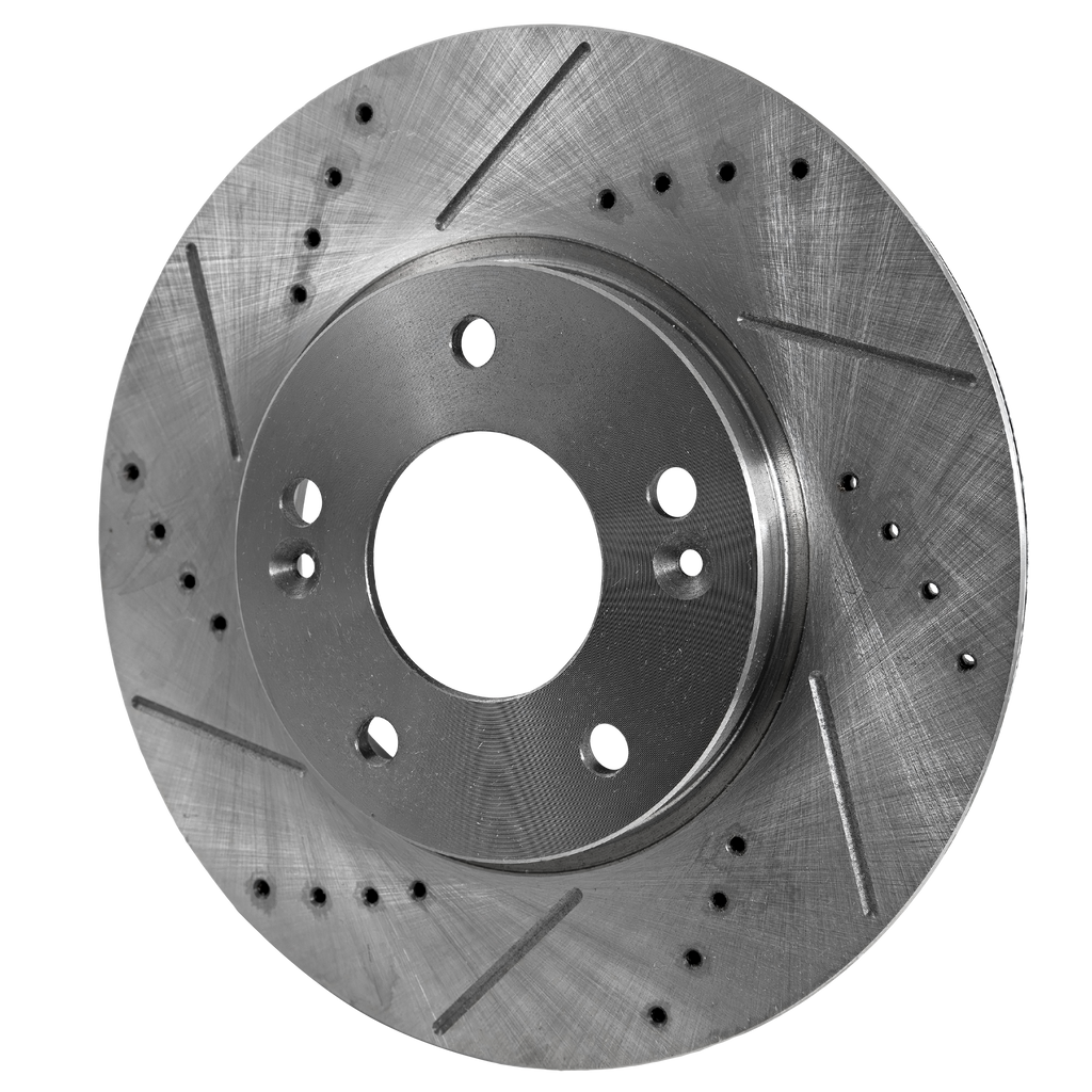 ELANTRA 11-20/SOUL 14-22 FRONT BRAKE DISC RH=LH, Cross-drilled and Slotted