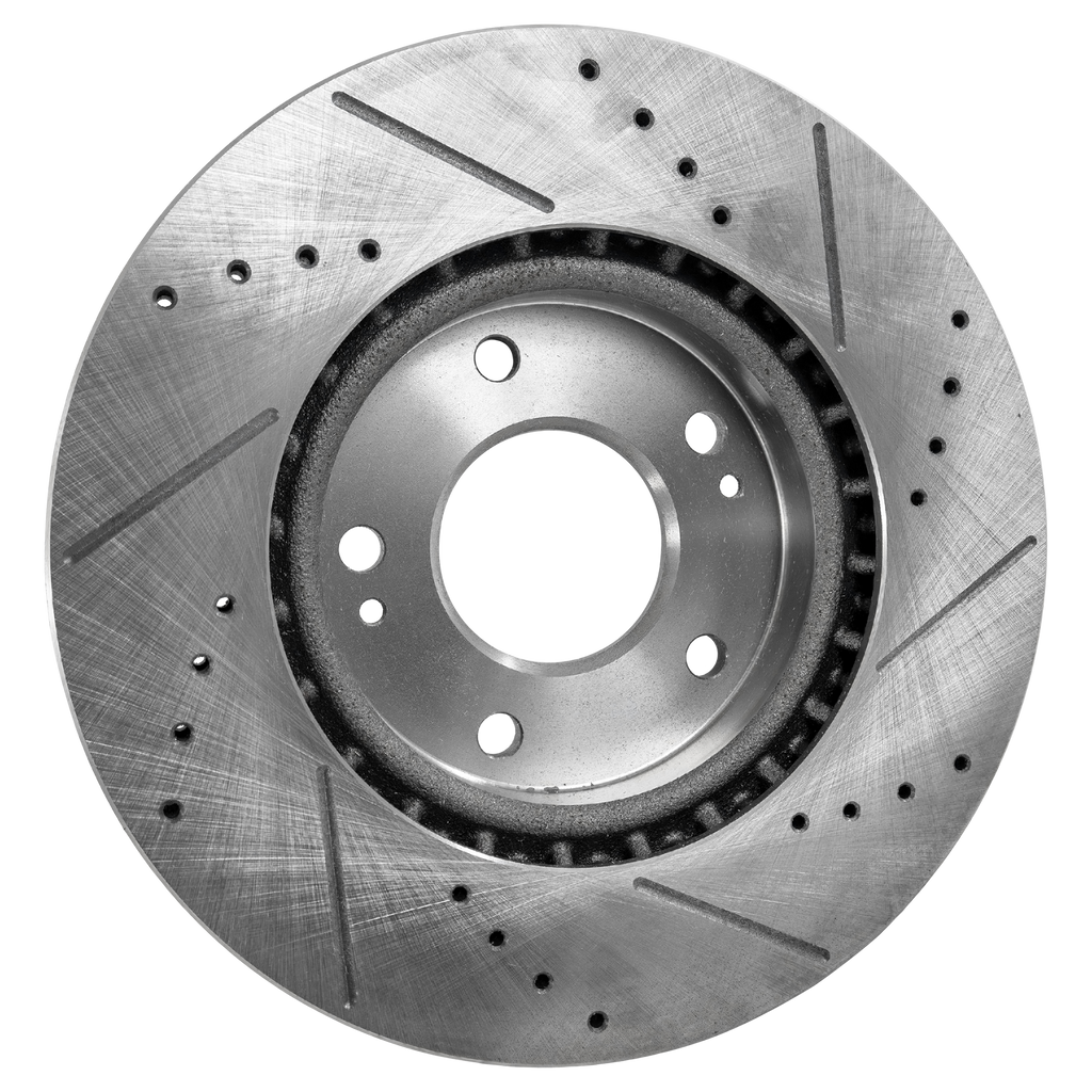 ELANTRA 11-20/SOUL 14-22 FRONT BRAKE DISC RH=LH, Cross-drilled and Slotted