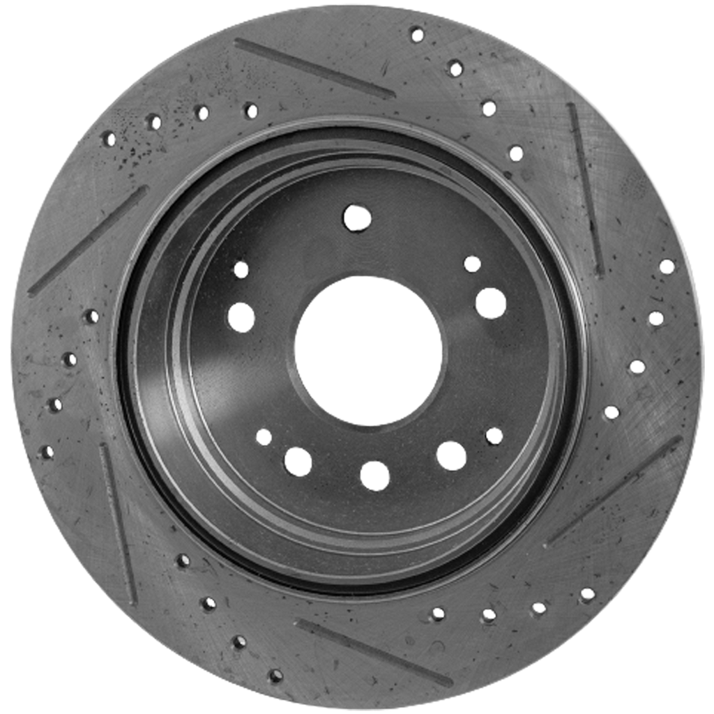 ELEMENT 03-11/TL 04-08 REAR BRAKE DISC RH=LH, Cross-drilled and Slotted