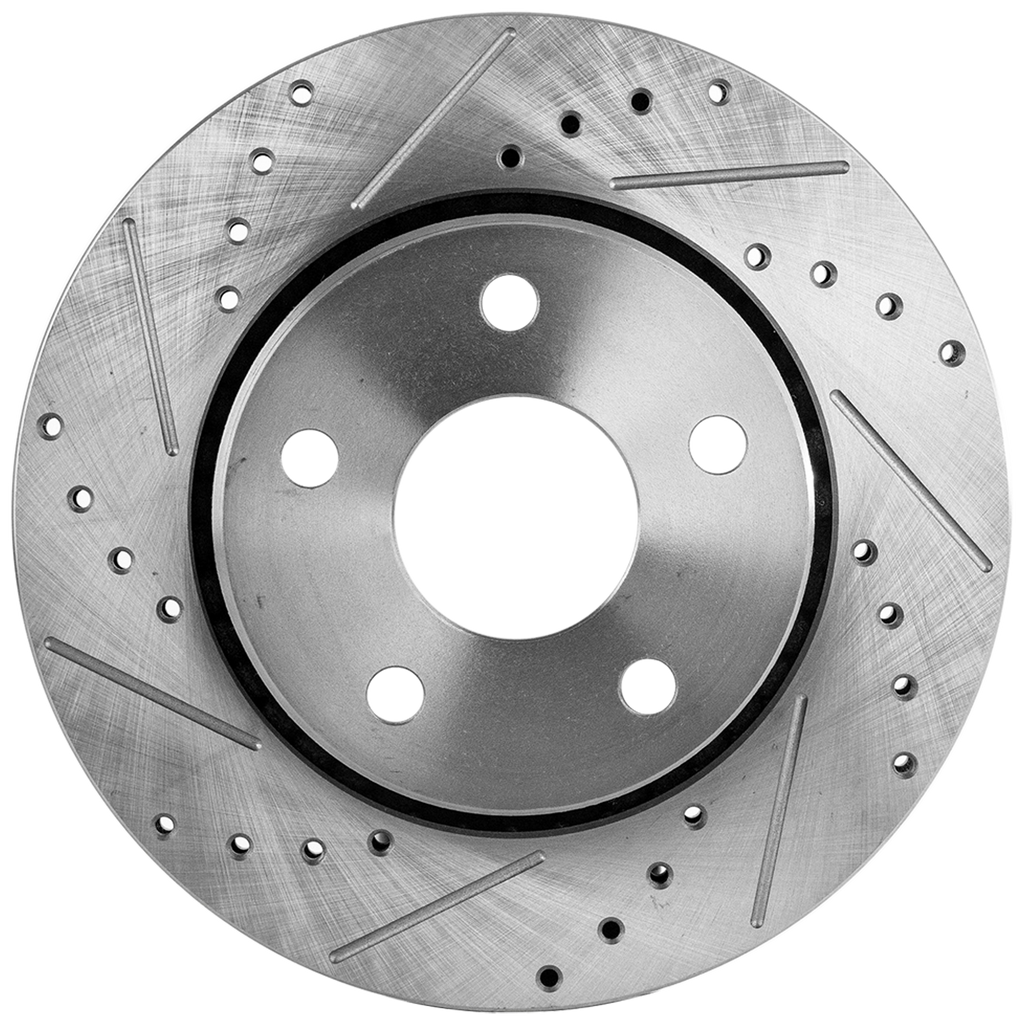 WRANGLER 07-17/WRANGLER JK 18-18 FRONT BRAKE DISC RH=LH, Cross-drilled and Slotted, (302mm Front Disc, Standard Brakes)