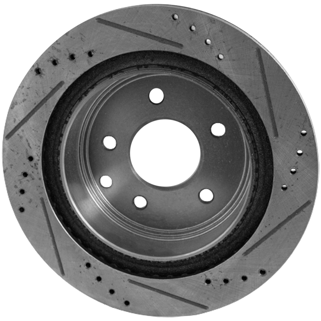 350Z 03-05/ROGUE 08-20/LEAF 11-22 REAR BRAKE DISC RH=LH, Cross-drilled and Slotted