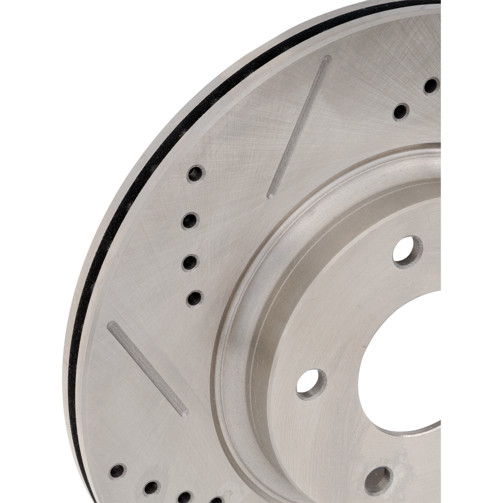 ALTIMA 02-06/I35 02-04/MAXIMA 02-03 FRONT BRAKE DISC RH=LH, Cross-drilled and Slotted