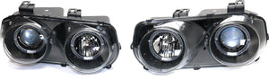 INTEGRA 94-97 HALO PROJECTOR HEAD LAMP RH AND LH, Assembly, Black Interior, Clear Lens