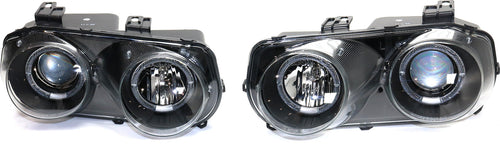 INTEGRA 94-97 HALO PROJECTOR HEAD LAMP RH AND LH, Assembly, Black Interior, Clear Lens
